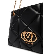 LOVE MOSCHINO EMBOSSED Borsa a spalla manici catena Nero - Borse Donna - 3