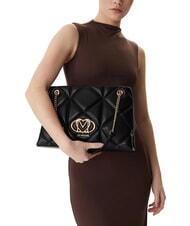 LOVE MOSCHINO EMBOSSED Borsa a spalla manici catena Nero - Borse Donna - 5