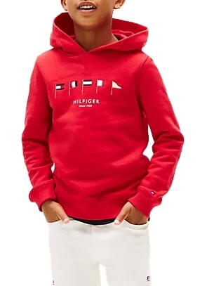 TH KIDS Felpa con cappuccio ricamo bandiere primary red - Felpe Bambini