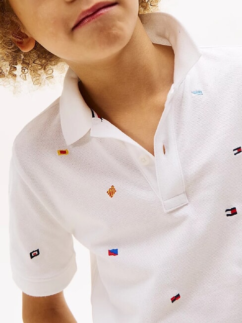 TH KIDS Polo manica corta bimbo con ricami white - T-shirt Bambino