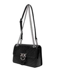 PINKO LOVE ONE LIGHT Borsa mini in pelle trapuntata nero limousine - matt silver - Borse Donna - 4