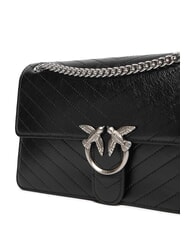 PINKO LOVE ONE LIGHT Borsa media in pelle trapuntata nero limousine - matt silver - Borse Donna - 3