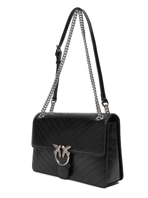 LOVE ONE LIGHT Borsa media in pelle trapuntata nero limousine - matt silver - Borse Donna