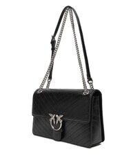 PINKO LOVE ONE LIGHT Borsa media in pelle trapuntata nero limousine - matt silver - Borse Donna - 4