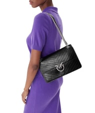 PINKO LOVE ONE LIGHT Borsa media in pelle trapuntata nero limousine - matt silver - Borse Donna - 5