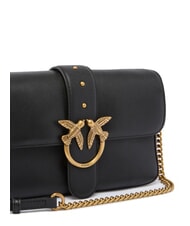 PINKO LOVE ONE Borsa a tracolla in pelle nero-antique gold - Borse Donna - 3