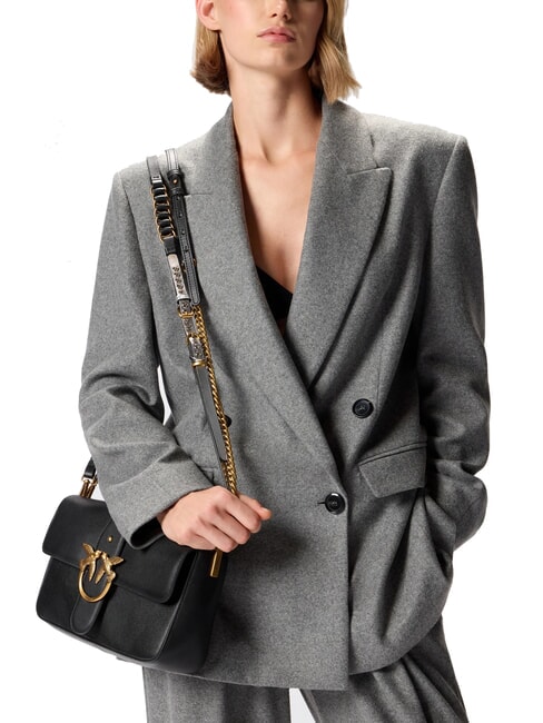 LOVE ONE Borsa a tracolla in pelle nero-antique gold - Borse Donna