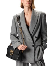 PINKO LOVE ONE Borsa a tracolla in pelle nero-antique gold - Borse Donna - 4