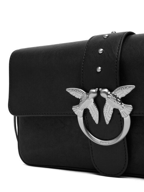 LOVE ONE Borsa a spalla in pelle nero limousine - matt silver - Borse Donna