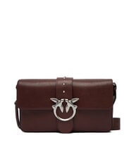 PINKO LOVE ONE Borsa a spalla in pelle marrone castano matt silver - Borse Donna - 2