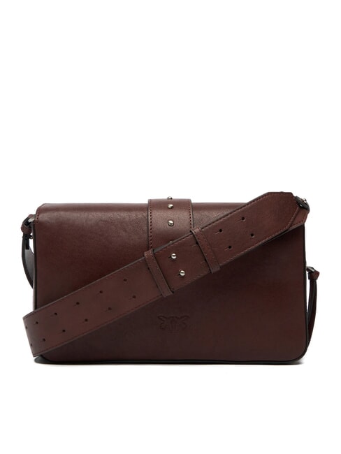 LOVE ONE Borsa a spalla in pelle marrone castano matt silver - Borse Donna