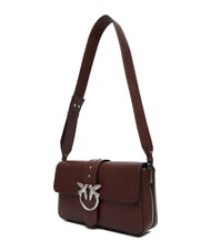 PINKO LOVE ONE Borsa a spalla in pelle marrone castano matt silver - Borse Donna - 5