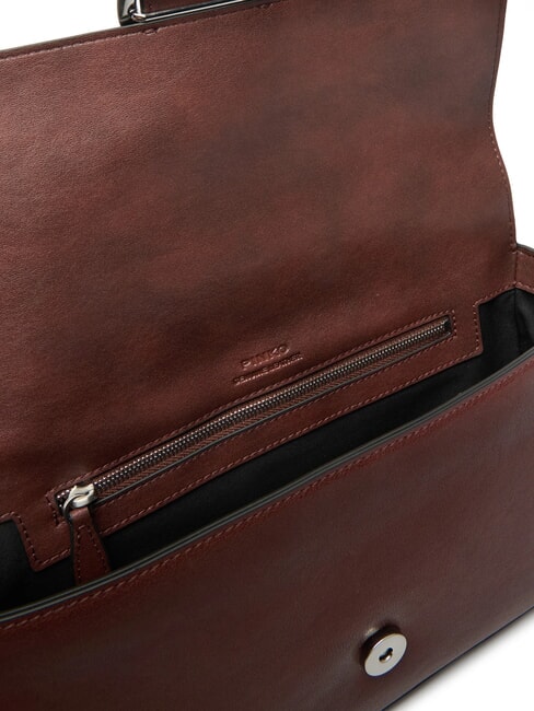 LOVE ONE Borsa a spalla in pelle marrone castano matt silver - Borse Donna