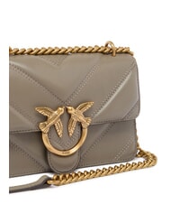 PINKO LOVE ONE MINI Borsa in pelle a tracolla noce-antique gold - Borse Donna - 3