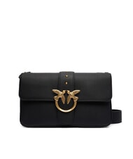 PINKO LOVE ONE Borsa a spalla in pelle con flap nero-antique gold - Borse Donna - 2