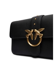 PINKO LOVE ONE Borsa a spalla in pelle con flap nero-antique gold - Borse Donna - 3