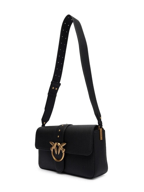 LOVE ONE Borsa a spalla in pelle con flap nero-antique gold - Borse Donna