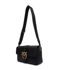 PINKO LOVE ONE Borsa a spalla in pelle con flap nero-antique gold - Borse Donna - 5