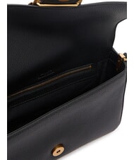 PINKO LOVE ONE Borsa a spalla in pelle con flap nero-antique gold - Borse Donna - 7