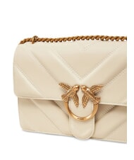 PINKO LOVE ONE CLASSIC Borsa in pelle a tracolla bianco seta-antique gold - Borse Donna - 3