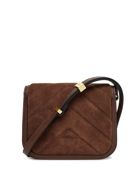 LOVE BOX Borsa a tracolla in pelle suede marrone castano matt gold - Borse Donna