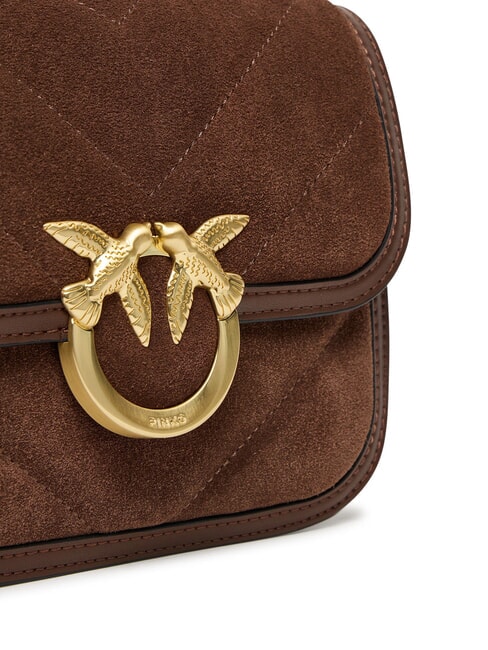 LOVE BOX Borsa a tracolla in pelle suede marrone castano matt gold - Borse Donna