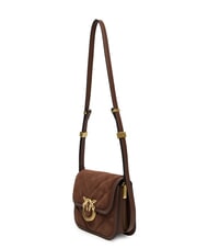 PINKO LOVE BOX Borsa a tracolla in pelle suede marrone castano matt gold - Borse Donna - 4