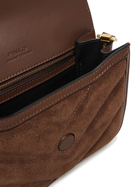 LOVE BOX Borsa a tracolla in pelle suede marrone castano matt gold - Borse Donna