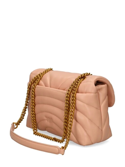 LOVE PUFF MINI Borsa tracolla mini in nappa rosa toast-antique gold - Borse Donna