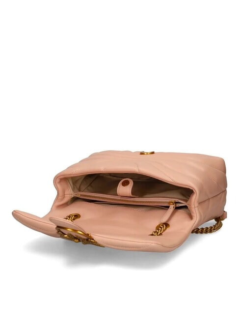 LOVE PUFF MINI Borsa tracolla mini in nappa rosa toast-antique gold - Borse Donna