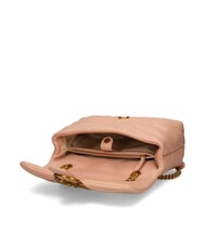 PINKO LOVE PUFF MINI Borsa tracolla mini in nappa rosa toast-antique gold - Borse Donna - 4