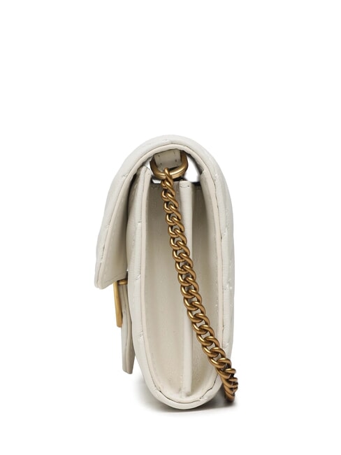 LOVE ONE Pochette in pelle chevron bianco seta-antique gold - Borse Donna