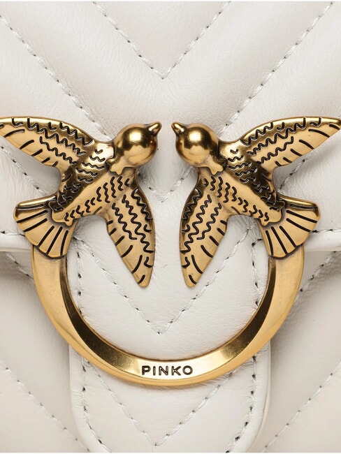 LOVE ONE Pochette in pelle chevron bianco seta-antique gold - Borse Donna