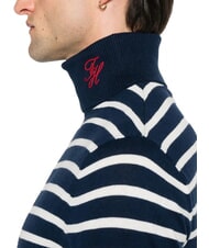 TOMMY HILFIGER TH Maglione dolcevita misto cotone dark night navy white breton stripe - Maglie Uomo - 3