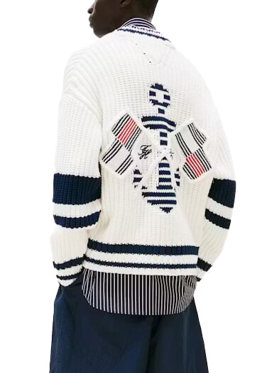 TH Cardigan in cotone con bottoni ecru - Maglie Uomo