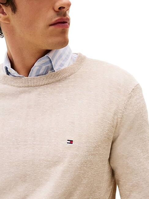 TH Maglione girocollo misto lino afterglow / pink sand logo - Maglie Uomo