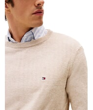 TOMMY HILFIGER TH Maglione girocollo misto lino afterglow / pink sand logo - Maglie Uomo - 3
