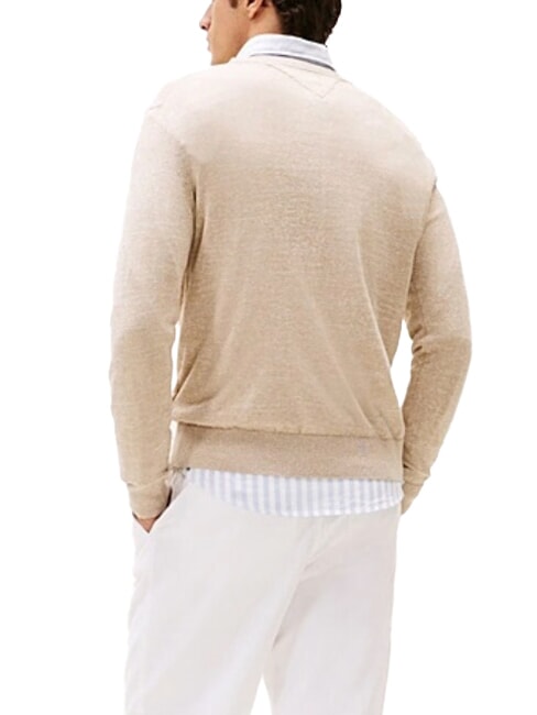 TH Maglione girocollo misto lino afterglow / pink sand logo - Maglie Uomo