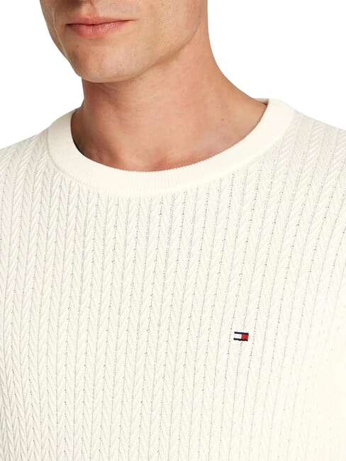 TH Maglione girocollo a trecce ivory petal - Maglie Uomo