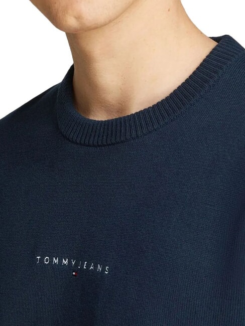 TH JEANS Maglione a girocollo ricamo logo dark night navy - Maglie Uomo