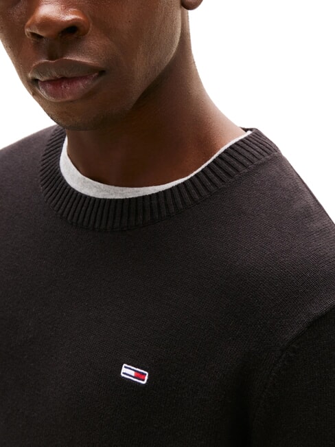 TH JEANS Maglione a girocollo in cotone black - Maglie Uomo