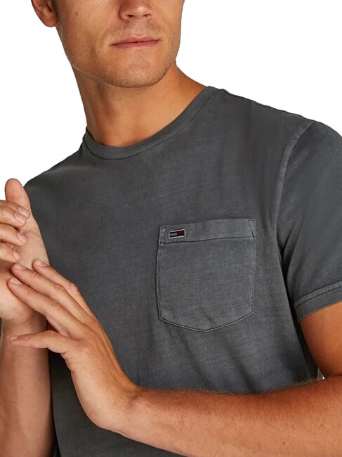 TH JEANS T-shirt a maniche corte con taschino washed black - T-shirt Uomo