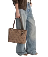 GUESS NOELLE 2 Borsa tote a spalla stampa logo 4G latte logo/brown - Borse Donna - 5