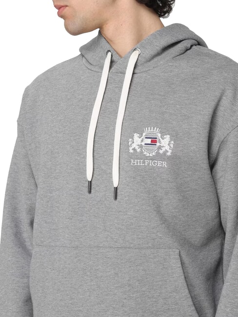 TH Felpa con cappuccio e stemma medium grey heather - Felpe Uomo