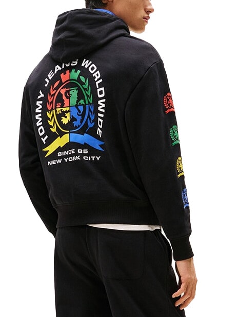 TH JEANS Felpa in cotone con stampe black - Felpe Uomo