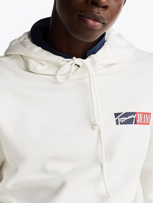 TH JEANS Felpa in cotone con cappuccio ecru - Felpe Uomo