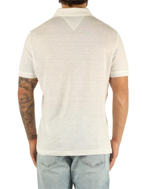 TH Polo a maniche corte in lino white - Polo Uomo
