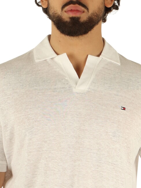 TH Polo a maniche corte in lino white - Polo Uomo