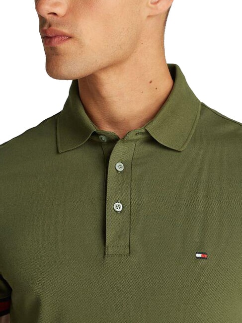 TH Polo a maniche corte con elastico logo army green - Polo Uomo