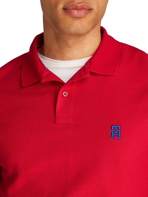 TH Polo manica corta ricamo monogram medium red - Polo Uomo